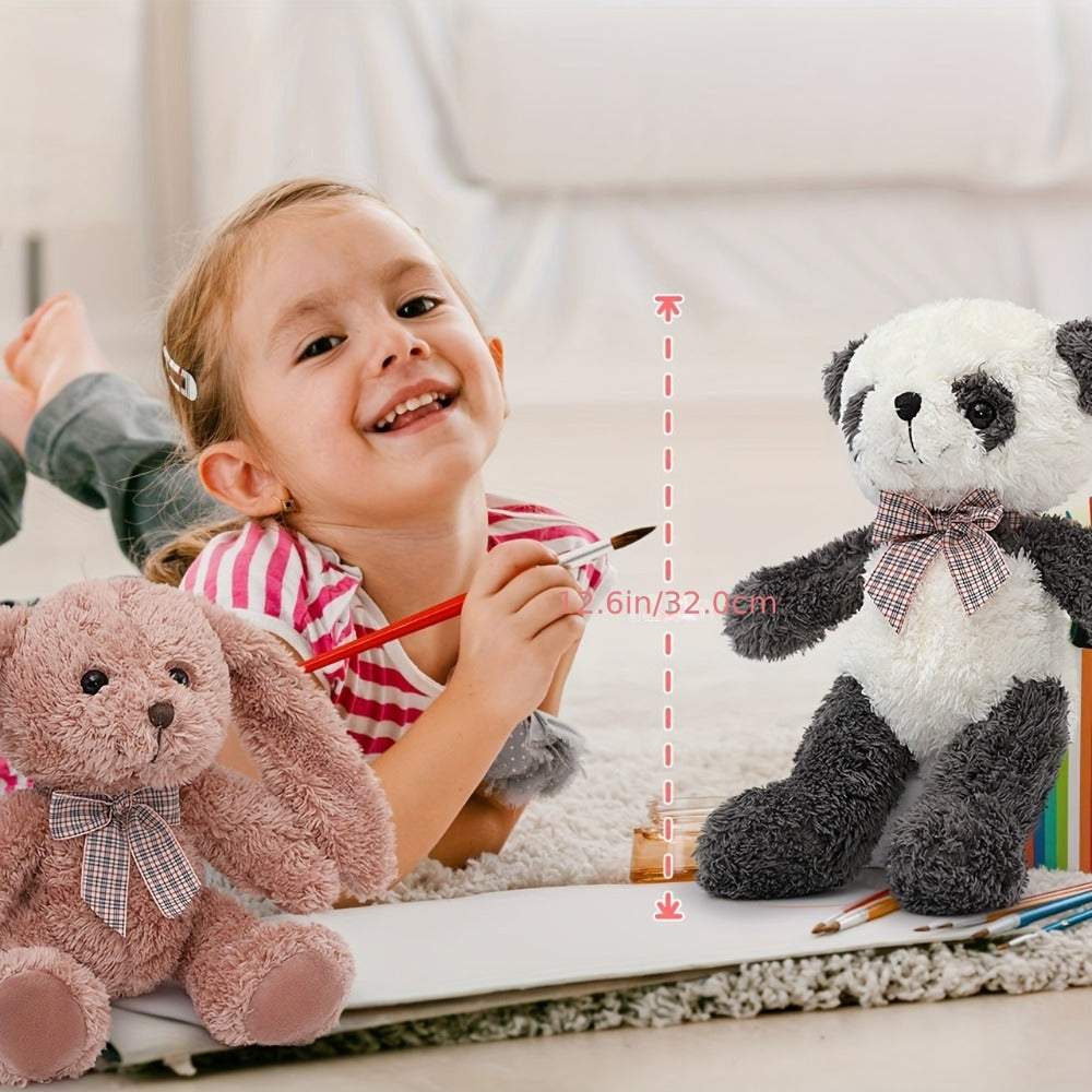 Stuffed Animal Five-Piece Bear, Monkey, Panda and Rabbit Set in 12.5-Inch Assorted Designs — image 3