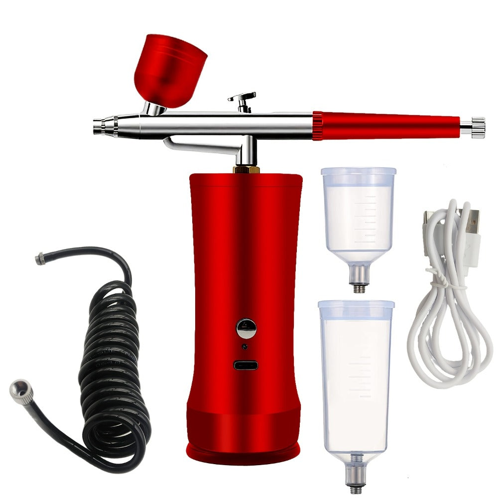 Rechargeable Cordless Airbrush Kit with Green, Pink, Red or Black Three-Gear Pump and Three Cup Options — image 8