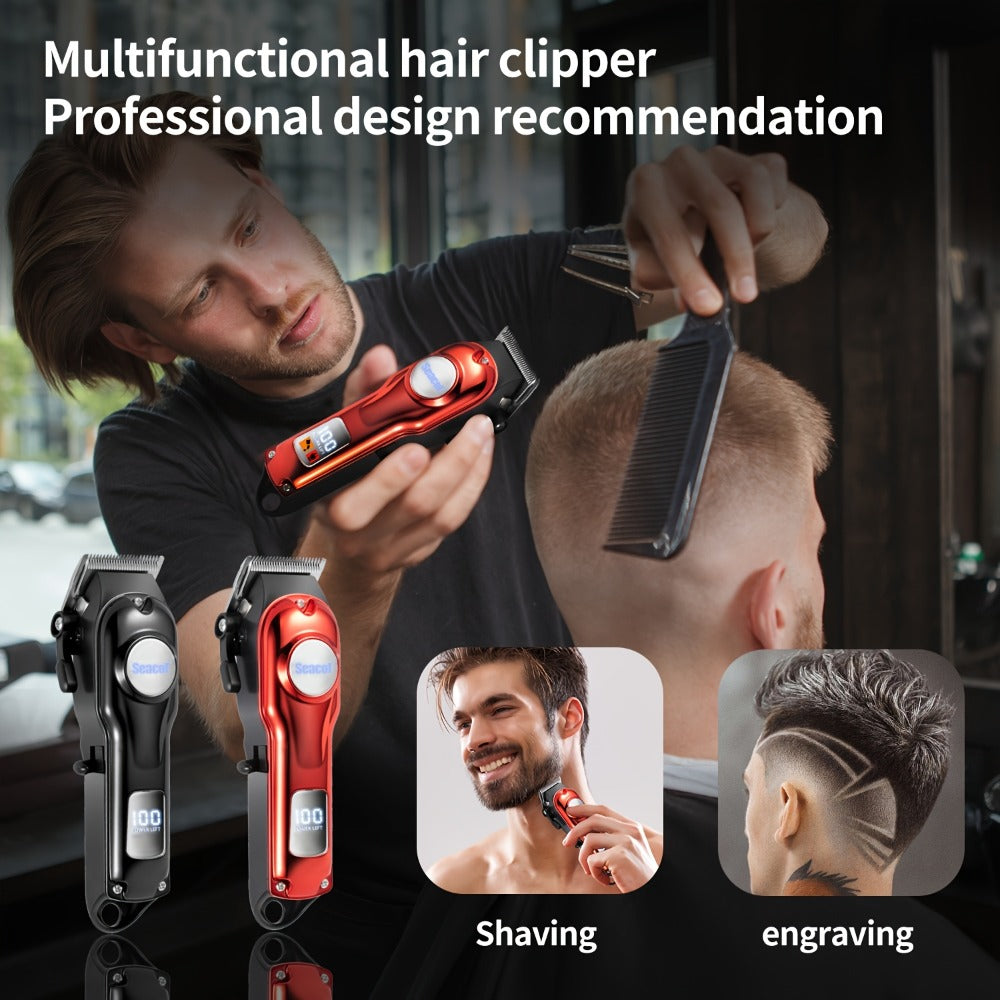 900mAh LCD Hair Clippers for Men – USB Rechargeable Cordless Electric Trimmer with Limit Combs & Cleaning Brush — image 9