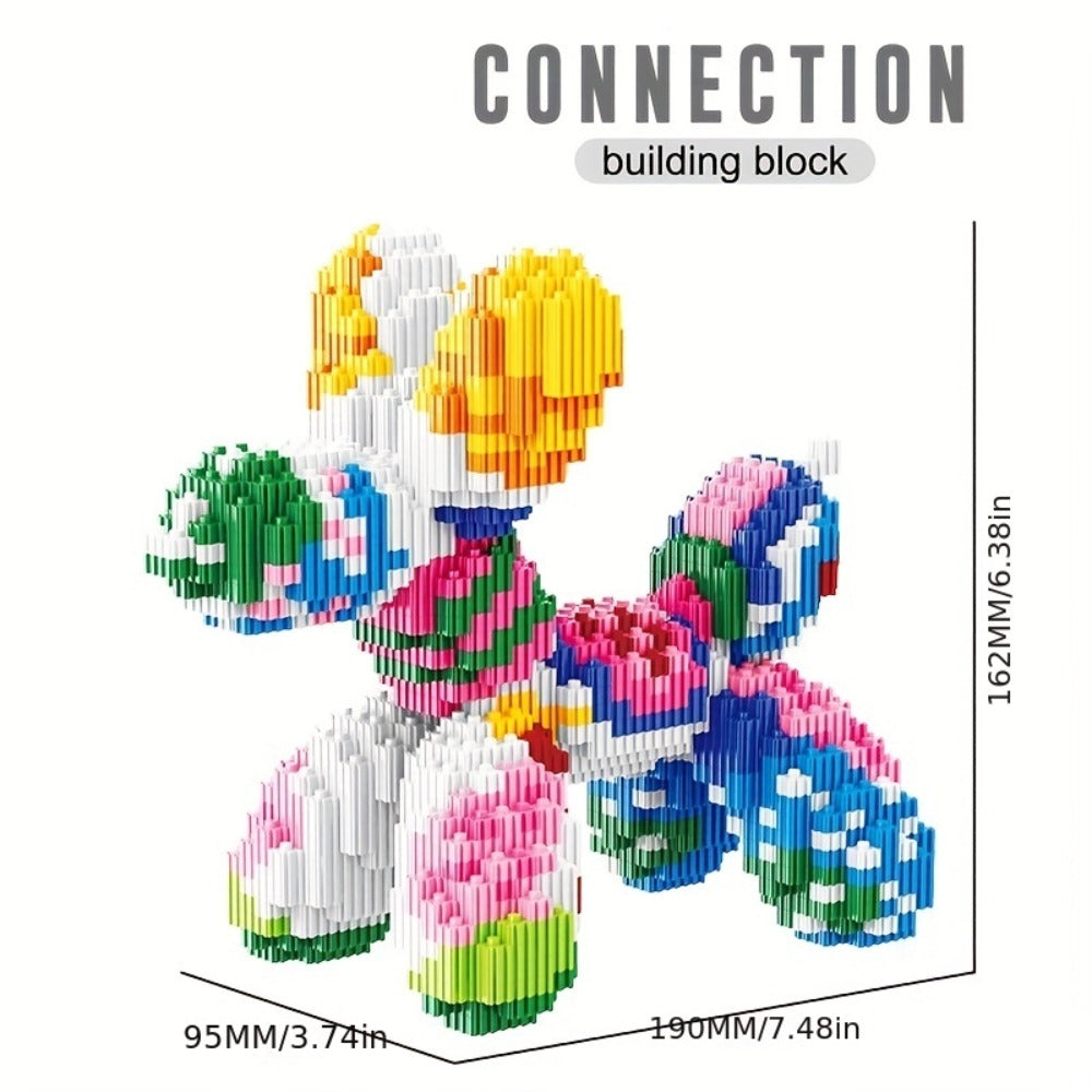 Balloon Dog Building Blocks Set – Colorful Interlocking Brick Sculpture Pop Art Home Decor Display Model for Adults Teens Art