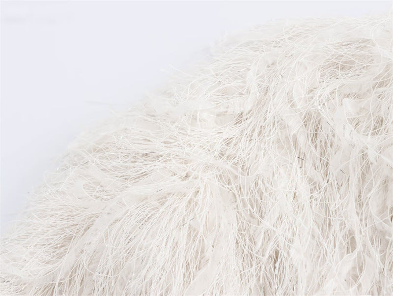 Metallic Color Fringe Trim Jacket Coat For Women