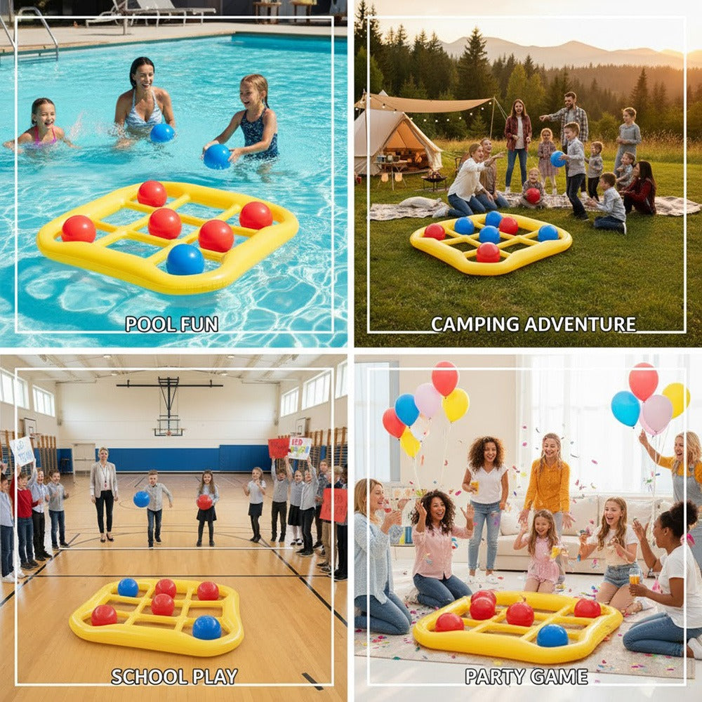 Floating Tic Tac Toe Pool Game Set for Family & Adults, Giant Inflatable Board with 10 Balls & Air Pump — image 8