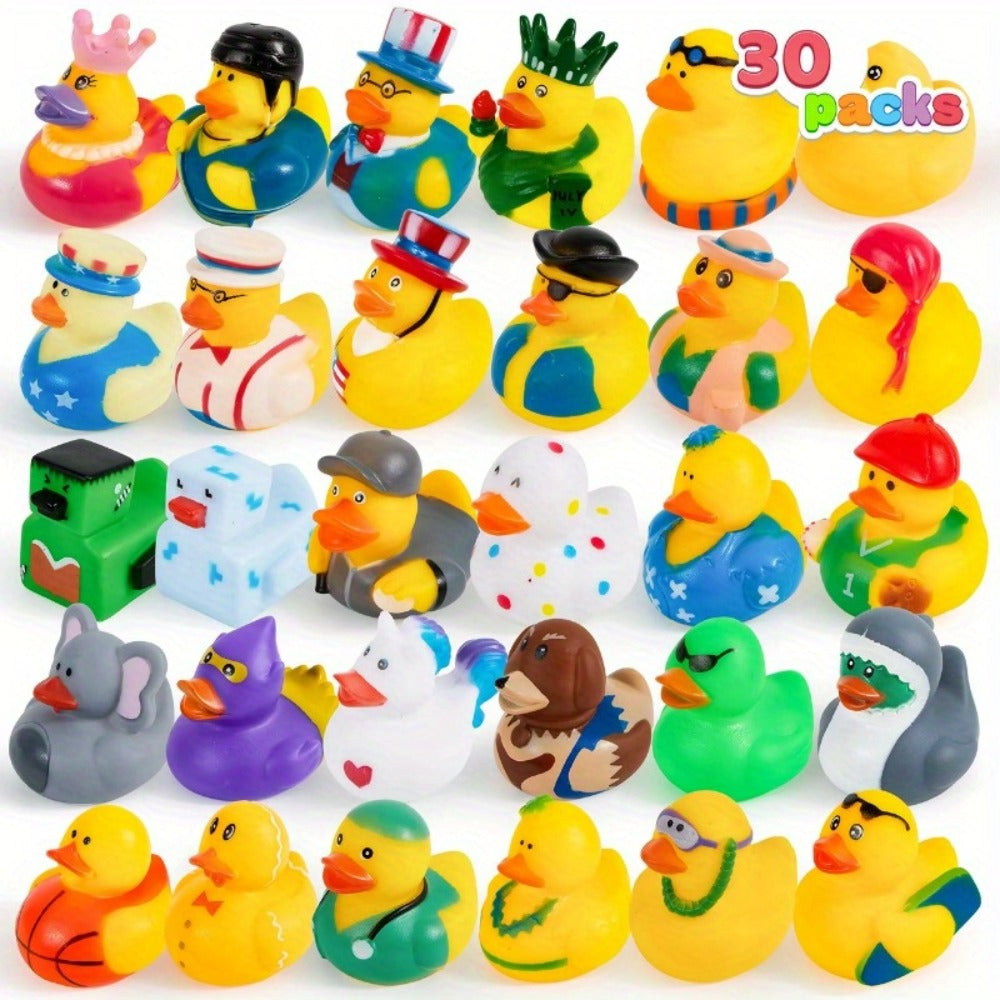 30-Piece Mini Duck Bath Toy Assortment with 2-Inch Character Designs and Mesh Storage Bag Pictured — image 14