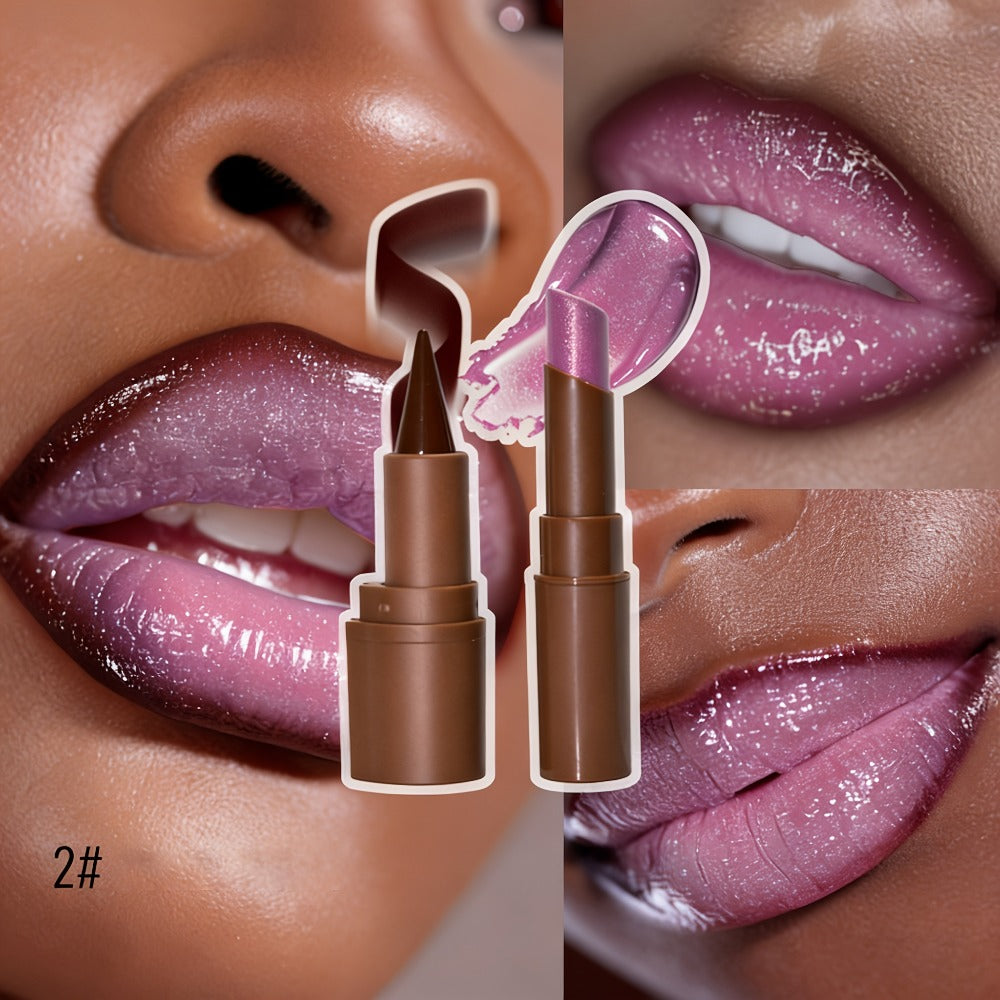 Metallic Lipstick & Lip Liner Pen Set for Women, 3D Full Lip Shape High-Shine Glossy Finish, Smudge-Proof All-Day Wear — imag