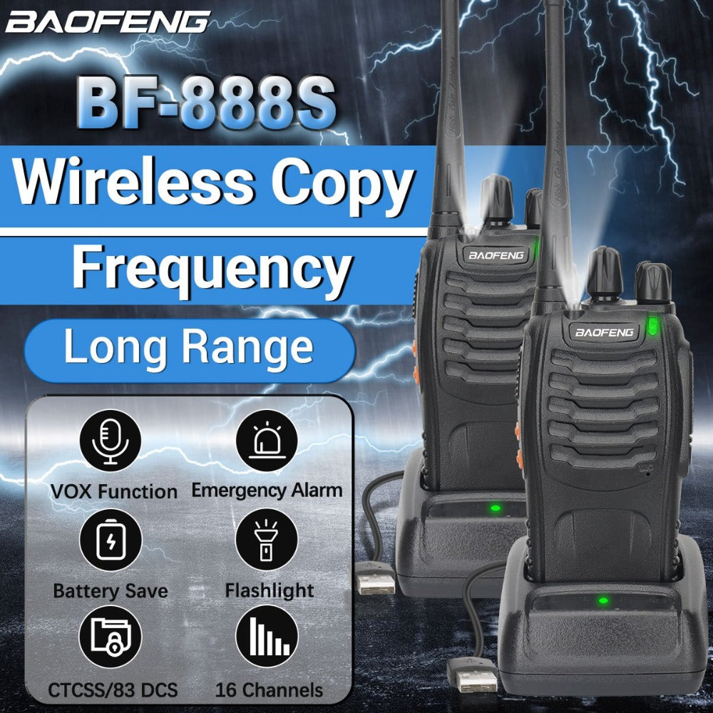 Baofeng BF-888S Walkie Talkie 2-Pack – Long Range UHF Two Way Radio, Wireless Frequency Copy, Portable Ham Radio for Hunting,