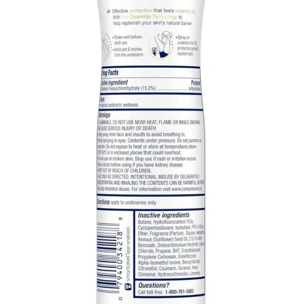 Dove Deodorant Body Spray for Women Antiperspirant 6 Pack Variety Set 48H Protection for Bath Time, Home Spa and Personal Car