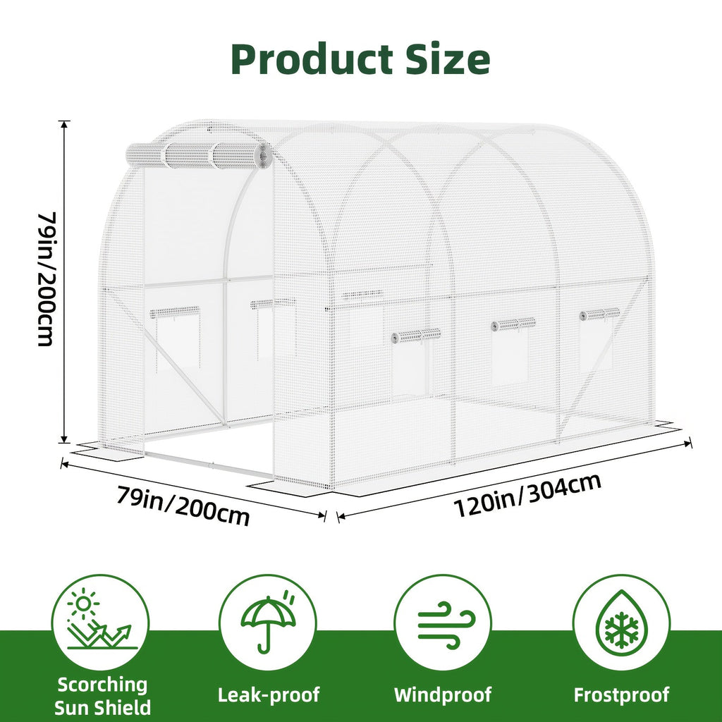 Outdoor Walk-In Greenhouse 10x6.6x6.6 FT – Dual Zippered Screen Doors, 6 Screen Windows & Reinforced Frame — image 3