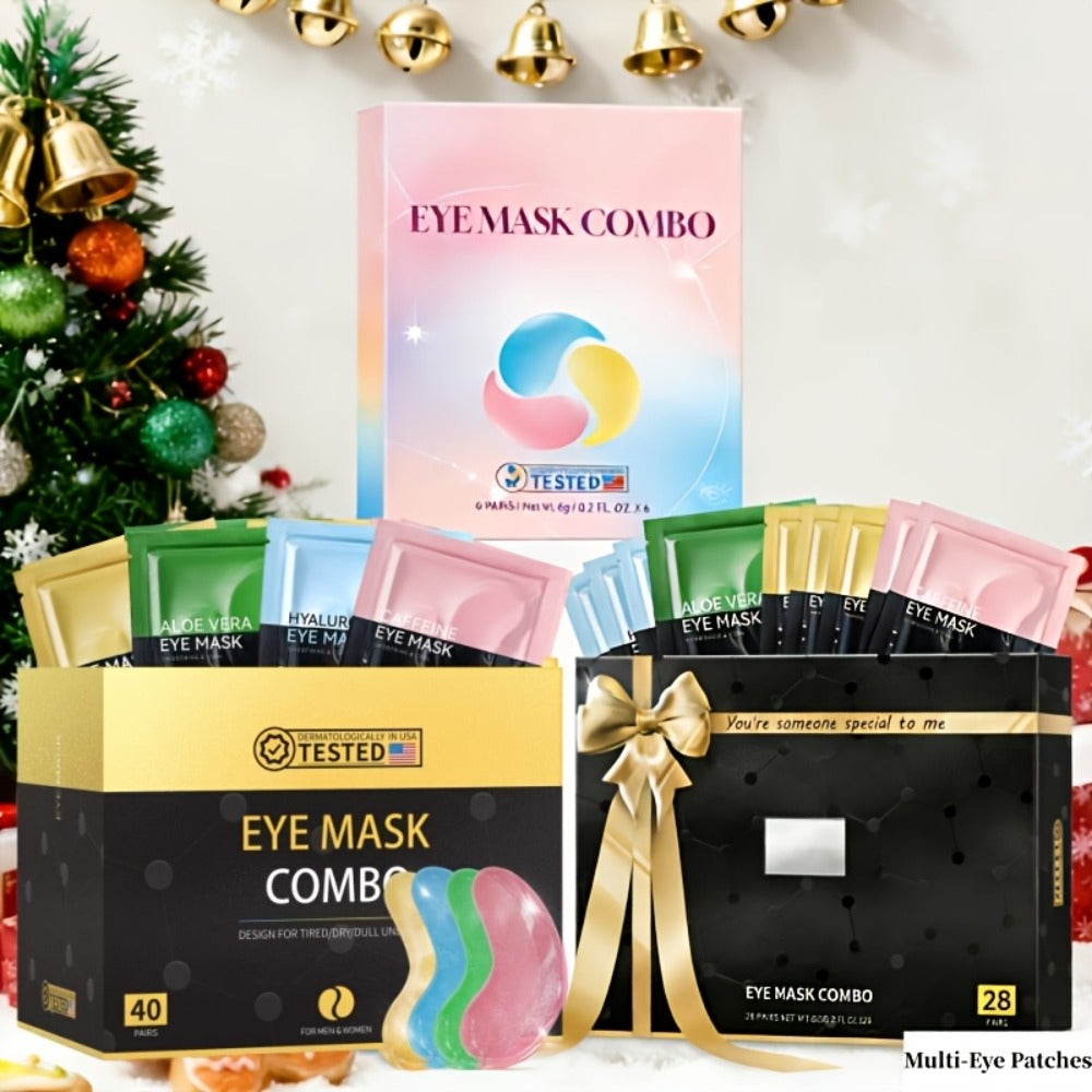 Collagen Eye Mask Patches 40 Pairs – Caffeine & Aloe Vera Under Eye Patches 4 Types Eye SPA Multi-Color Depuff Dark Circle Mo