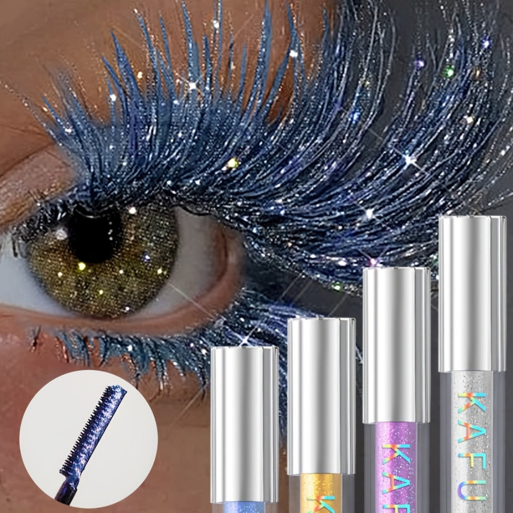 Colored Mascara Set 4pcs for Women – Vibrant Silver Blue Yellow Purple Curling Long-Lasting Formula, Highly Pigmented Bold Ey