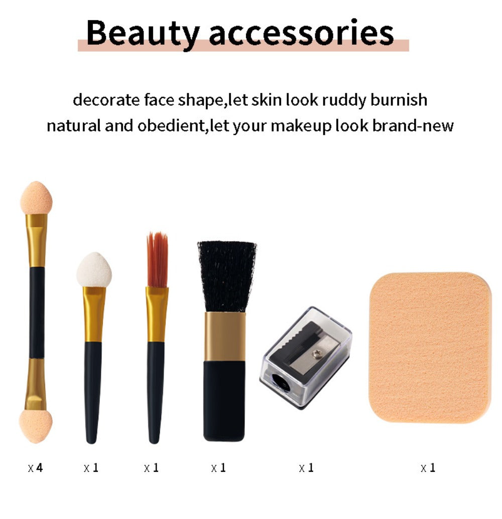 Makeup Kit 58-Color Black Mirror Case with Sliding Trays for Face, Eye and Lip Cosmetics plus Application Tools — image 21