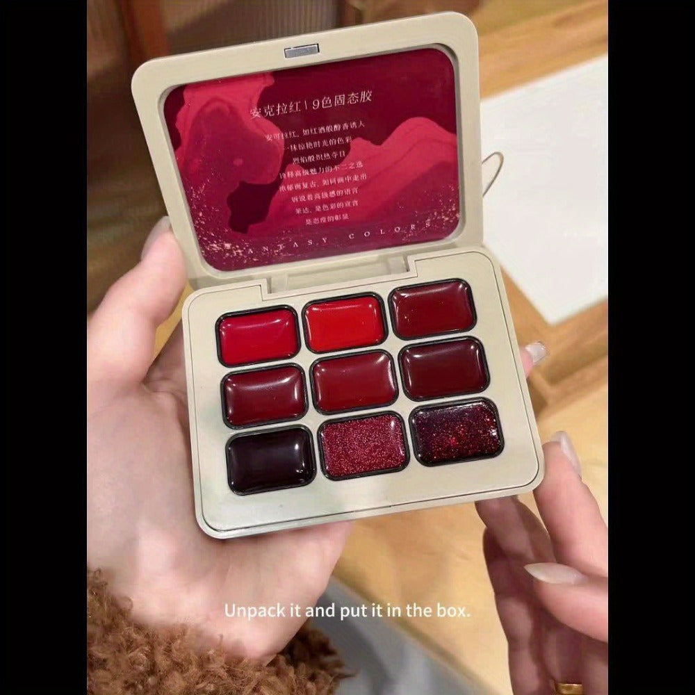 Gel Nail Polish Nine-Piece Ancola Red Solid Gel Set for Gradient and Ombre Nail Art in One Grid Case — image 11