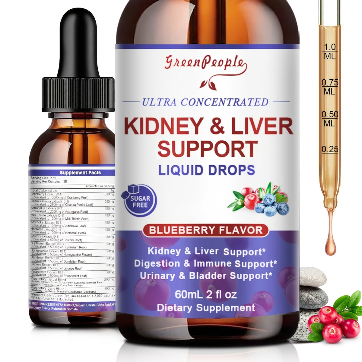 Milk Thistle Liver & Kidney Support Liquid Supplement 27-in-1 Vegan Herbal Formula, Alcohol-Free Fast-Absorbing Detox — image