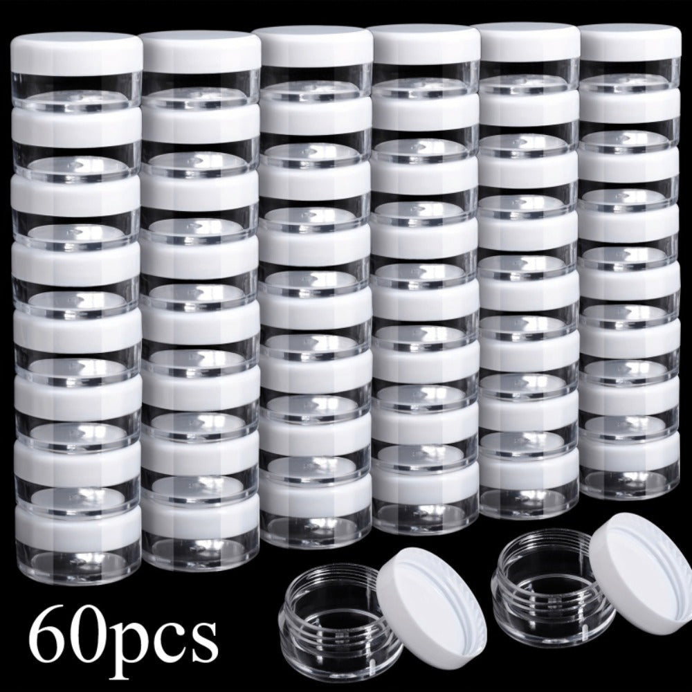 Mini Cosmetic Containers with Lids 60 Pack – 5g Small Round Plastic Sample Jars for Travel, Lip Balm, Lotion, Cream & DIY Bea