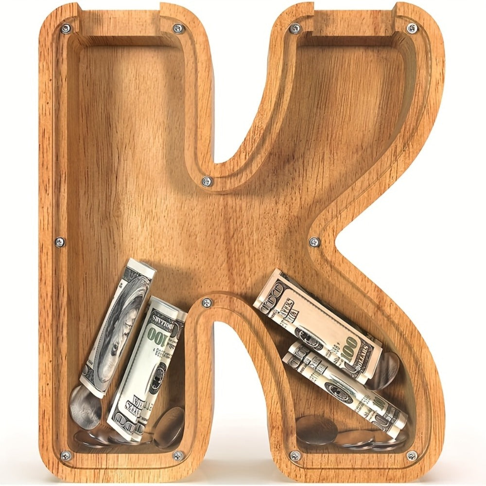 Wooden Letter Penny Bank – Alphabet Coin Bank Savings Box for Kids & Adults, Personalized Money Bank Birthday Gift — image 19