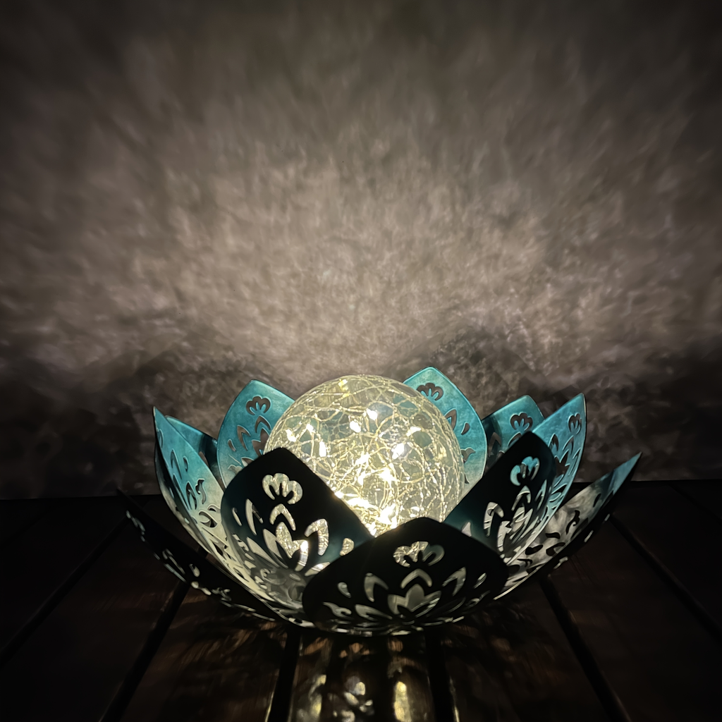 Solar Garden Light Lotus Flower with Cracked Glass Globe, IPX4 Rating and Three Color Options — image 20