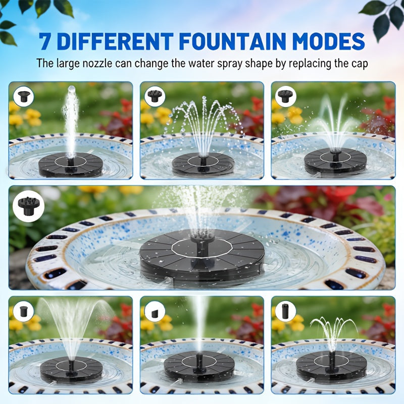 1.4W Solar Fountain Pump Kit with 16 cm Disc, Seven Spray Modes, Float Ring and Four Stabilizing Rods — image 4