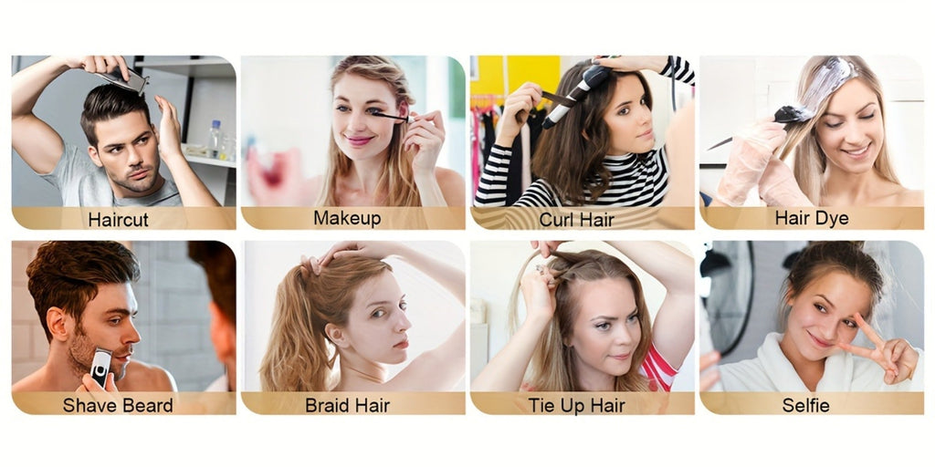 Three-Way Hair Cutting Mirror with Folding Panels, Adjustable Door Hooks and LED, Non-LED or Two-Pack Options — image 20