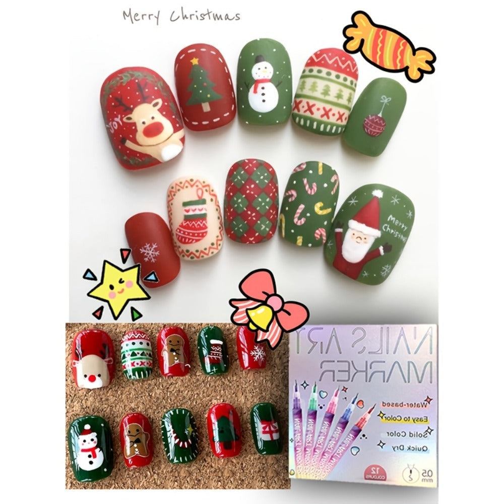 Nail Art Pens Set 12 Colors Quick Dry 3D Doodle Dot Stitching Nail Art Pen Kit – DIY Nail Design Tools — image 10