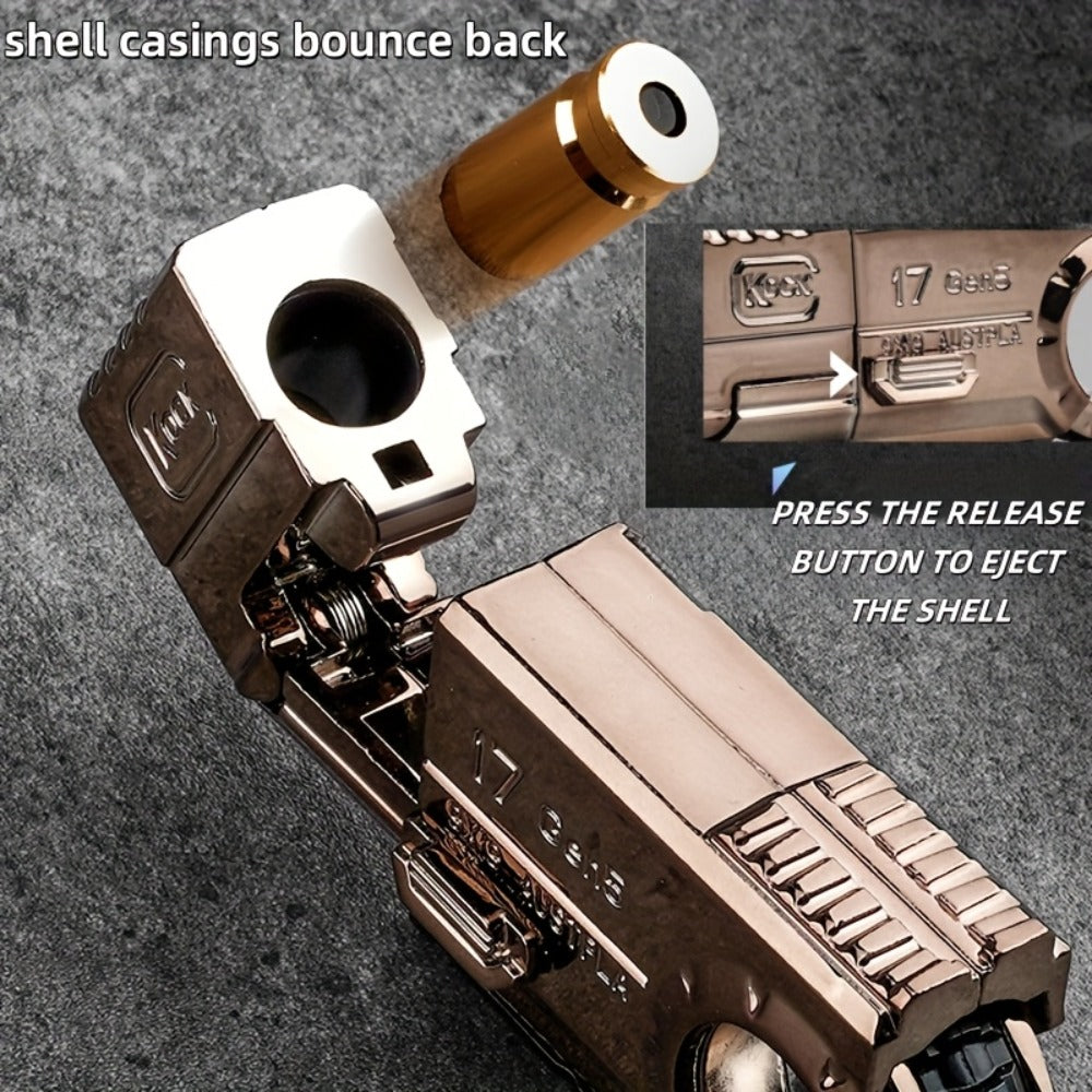 Alloy Finger Pistol Fidget Toy, One-Touch Cartridge Ejecting Stress Desk Toy, Cool EDC Novelty Gift for Adults Men Teens — im