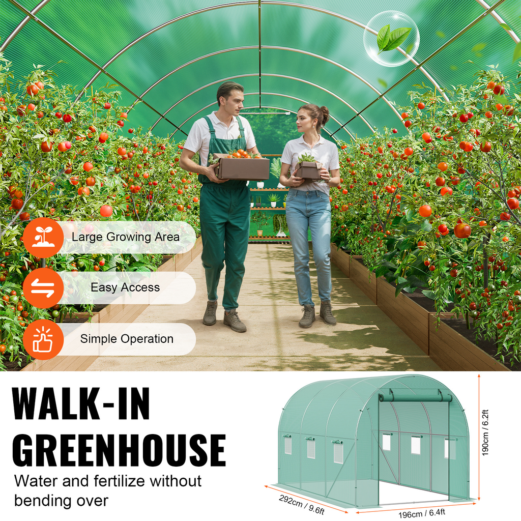 10- to 20-Foot Tunnel Greenhouse with Green Cover, Roll-Up Door and Size-Specific Vent Windows — image 20