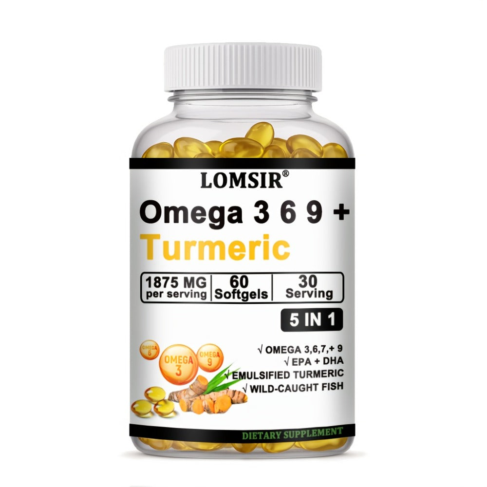 Omega 3-6-9 & Turmeric Softgels with DHA & EPA, Wild Fish Oil Blend, Emulsified Turmeric for Heart — image 8