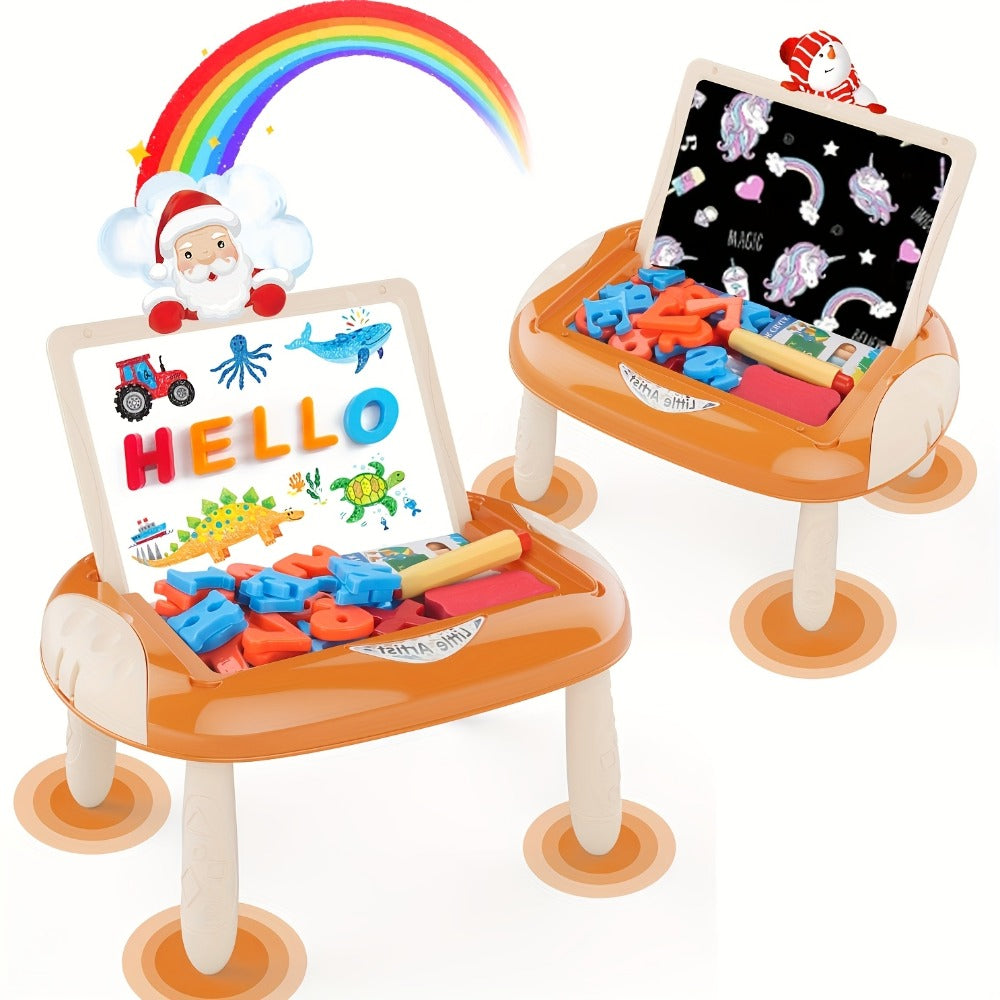 Double-Sided Kids Drawing Easel with Foldable Tabletop Stand, Chalkboard, Whiteboard and Six Color Options — image 4