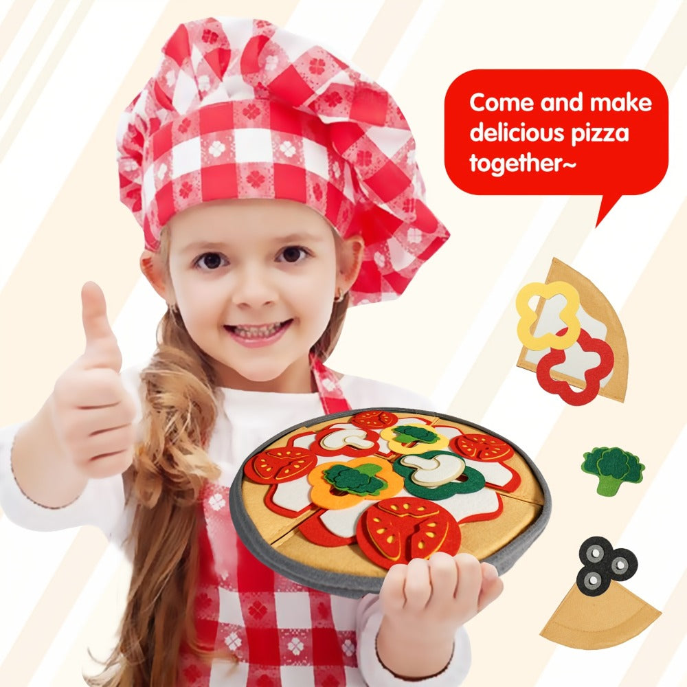 41-Piece Felt Pizza Pretend Play Set with 11.4-Inch Plate, Four Slices and Assorted Toppings — image 5