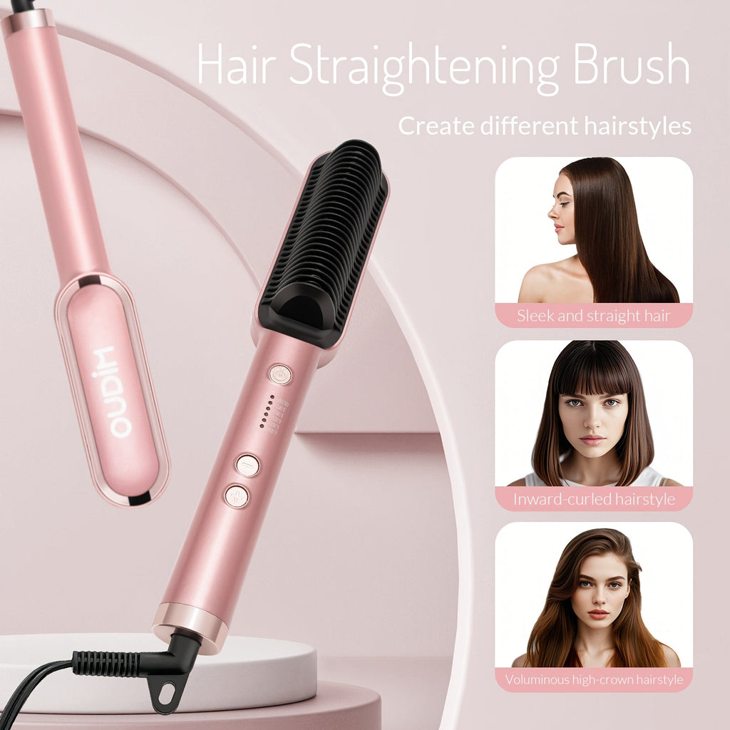 Hair Straightener & Curling Iron Set for Women, Flat Iron Straightening Brush, Anti-Scald, Precise Temperature Control — imag