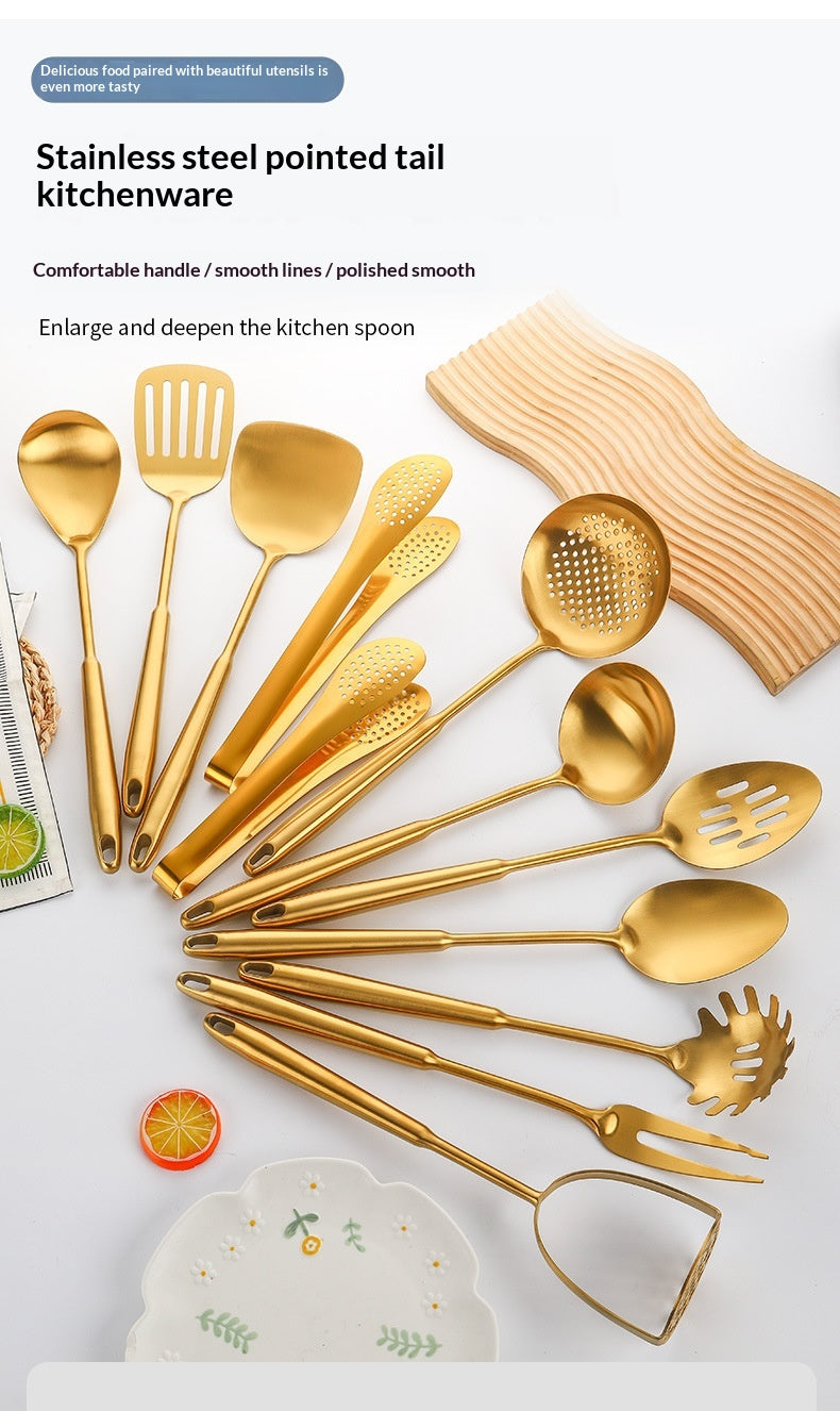 304 Gold-Plated Spatula And Strainer Set, 12-Piece Set
