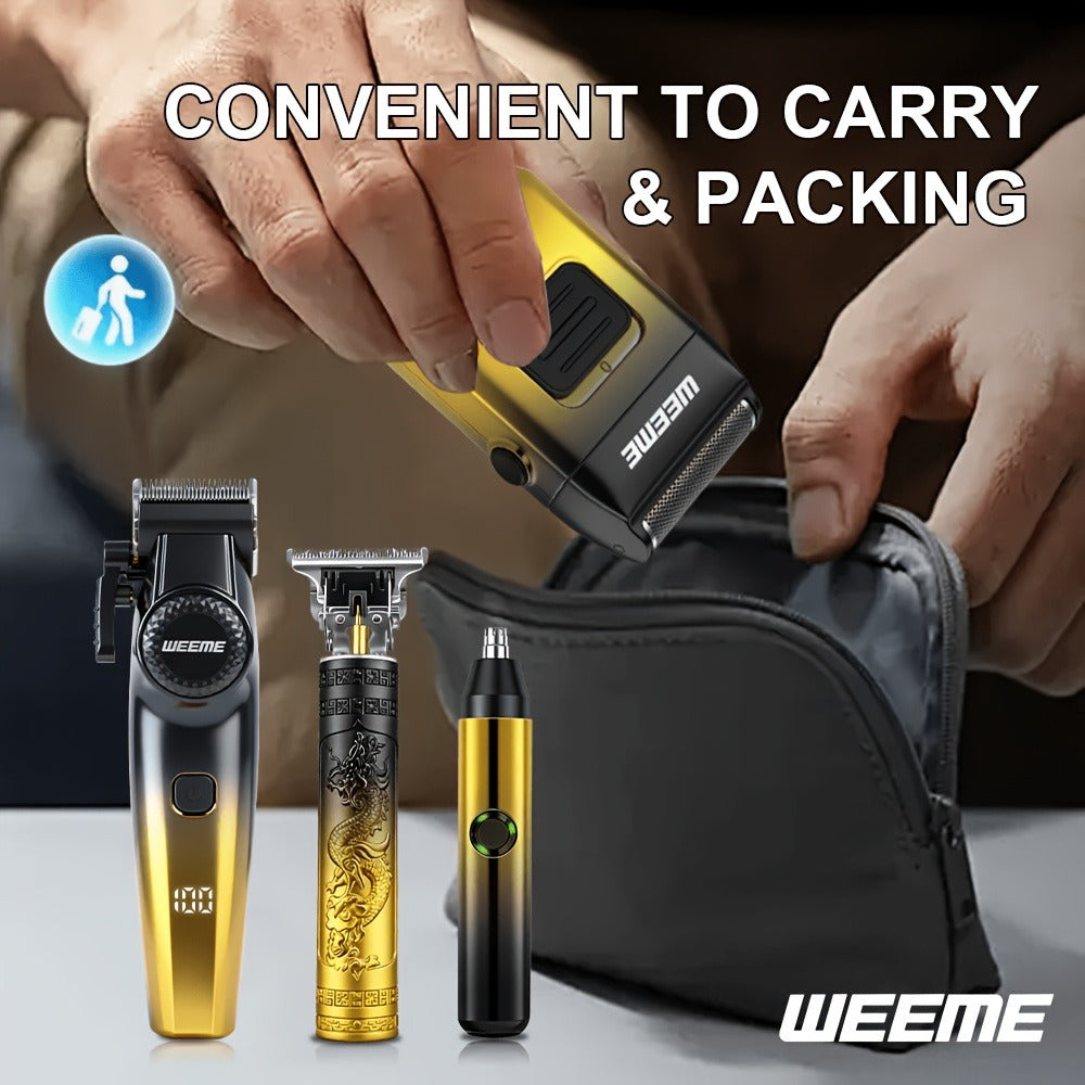4-Piece Grooming Kit for Men USB Rechargeable Electric Shaver Beard Trimmer Nose Hair, for Everyday Face, Beard and Body Groo