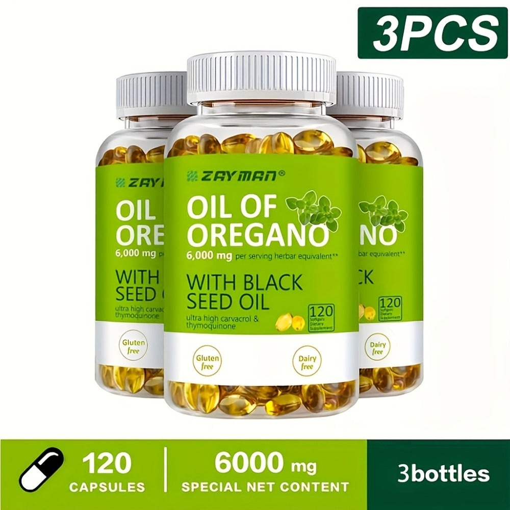Herbal Supplements with ZEYMAN Label, Oregano Oil 6000mg and Black Seed Oil 200mg Softgels, 120 Count — image 3