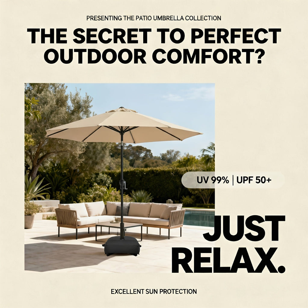 Patio Umbrella 9FT Market Table Style with Dual Vents, Tilt, Crank and Eight Color Options — image 4