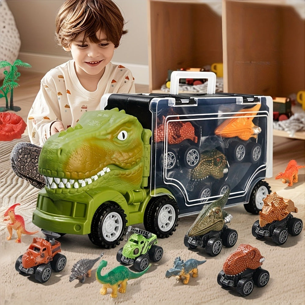 T-Rex Dinosaur Carrier Truck Playset with Mini Cars, Figures and Standard or Upgraded Package Options — image 2