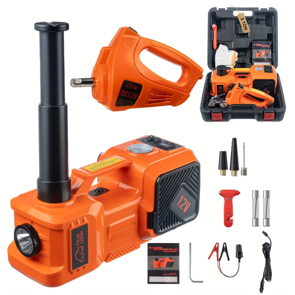 5 Ton Electric Hydraulic Car Jack with Built-in Air Pump – Portable Car Lift for SUV MPV Truck, Tire Replacement & Emergency 