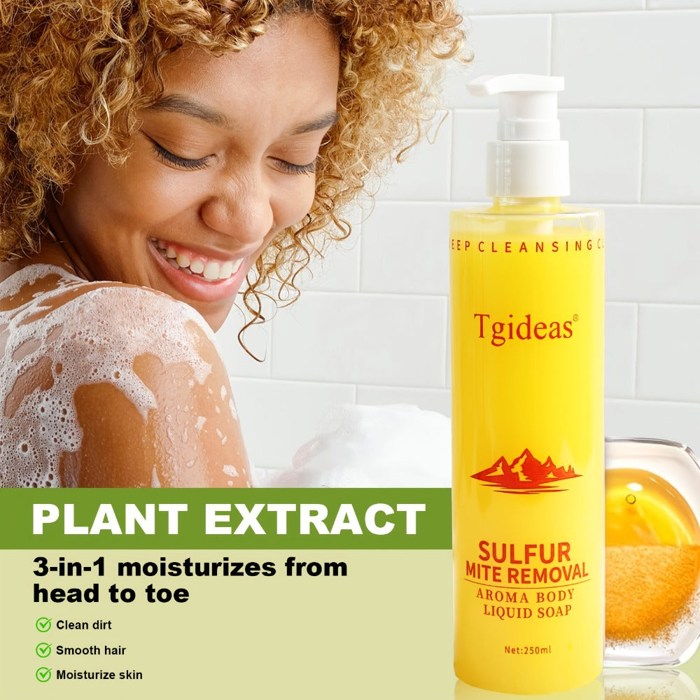 Sulfur Shampoo & Body Wash 2-in-1 Set – Scented Sulfur Soap Cleansing Liquid for Gentle Daily Scalp Purifying & Full Body Cle