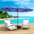 Patio Umbrella 15x7.5FT Double-Sided Style with Crank and Four Blue, Red, Khaki or Lake-Blue Options — image 2
