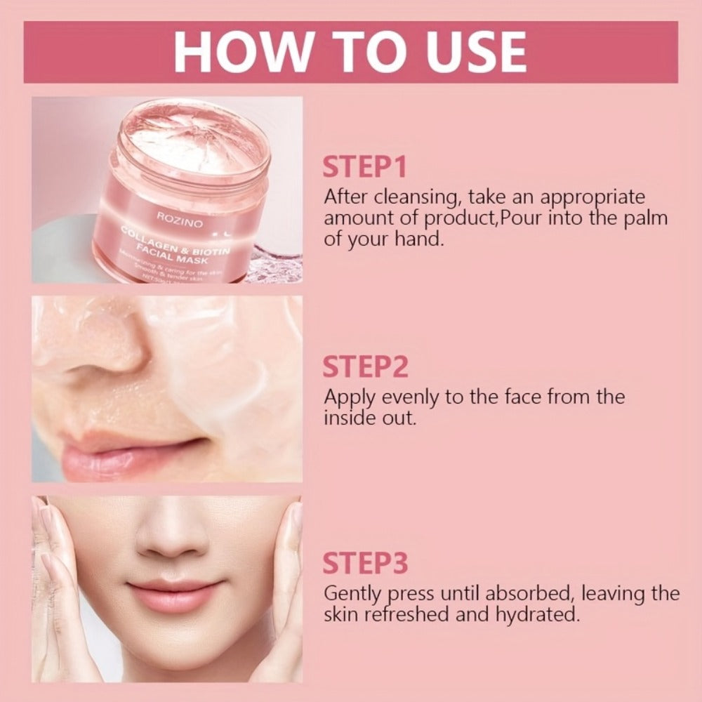 Face Mask Cream 50g Biotin Collagen Day & Night for Plump Smooth Younger-Looking Skin, Skincare Gift for Women — image 7