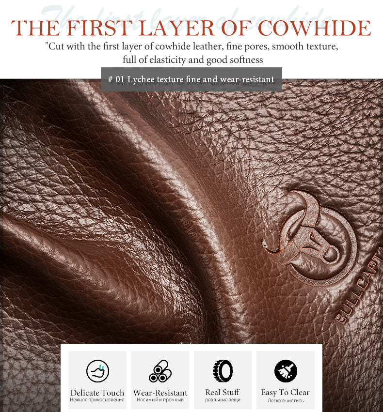 Full-grain Leather Large-capacity Men's Briefcase