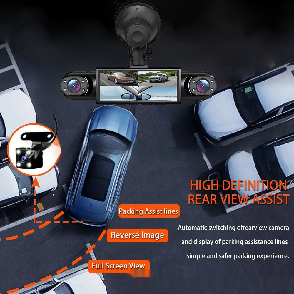 Four-lens Surveillance Dash Cam HD With Rearview Camera
