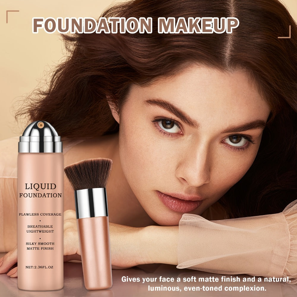 Three-Piece Spray Foundation, Face Primer and Brush Set with 70ml/40ml Bottles in Three Shades — image 2