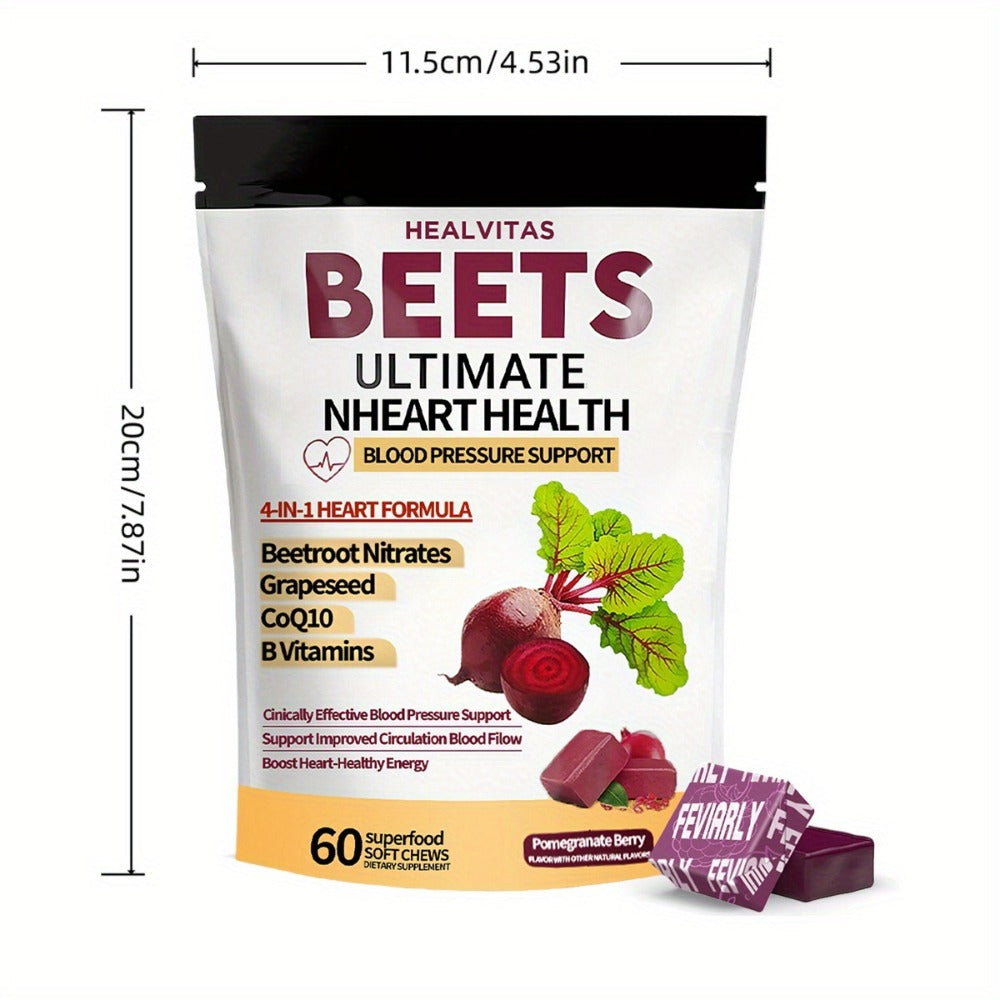 Beetroot Gummies with CoQ10, Grape Seed Extract & Multivitamins, Blood Pressure Support, Heart Health — image 11