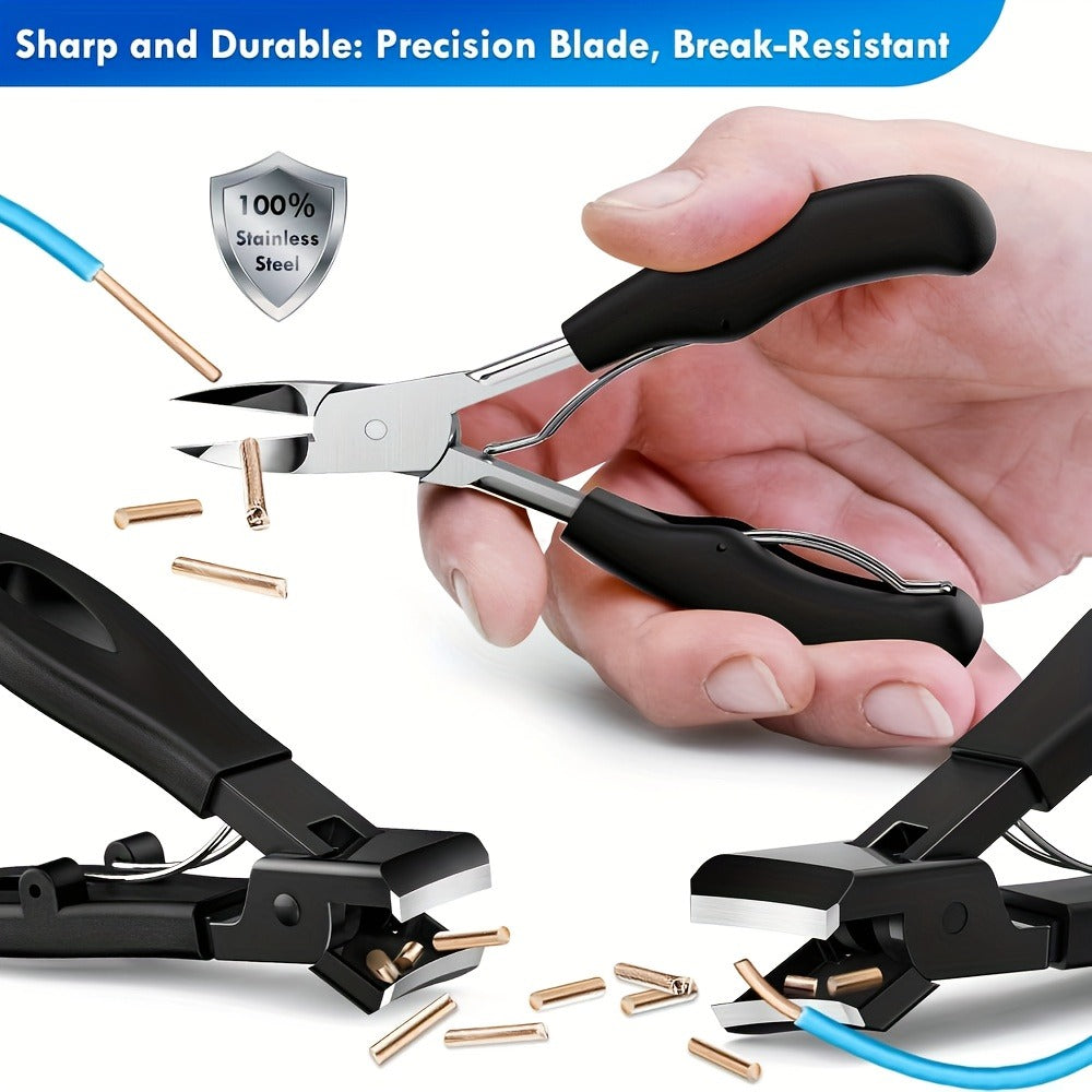 Wide-Jaw Nail Clipper Set, Five-Piece Black-Handle Kit with Straight, Concave and 45-Degree Slanted Tools — image 3