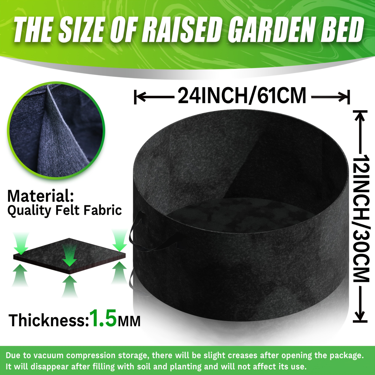 Round Divided Fabric Raised Grow Bed with Handles in 24-, 36-, 48- or 60-Inch Diameter Options — image 6
