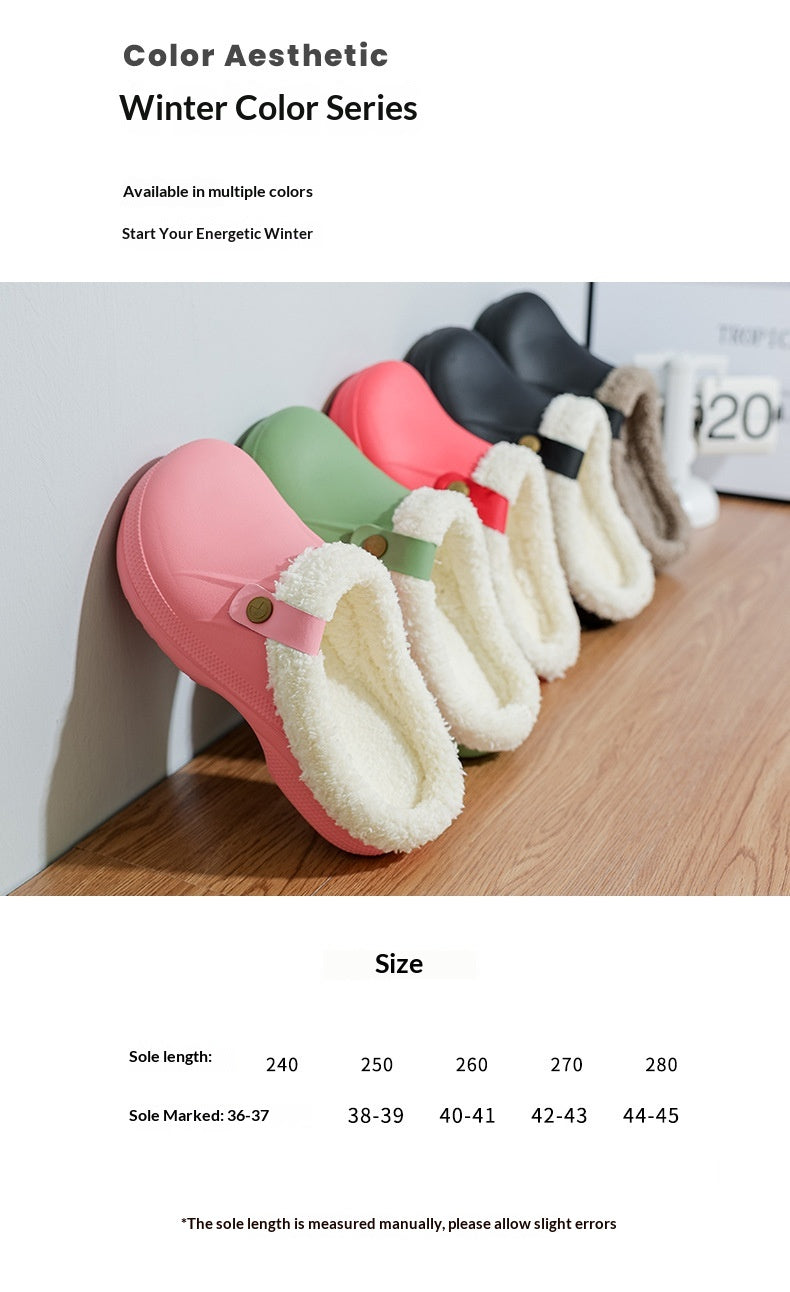Mens Fleece-Lined Cotton Slippers For Home