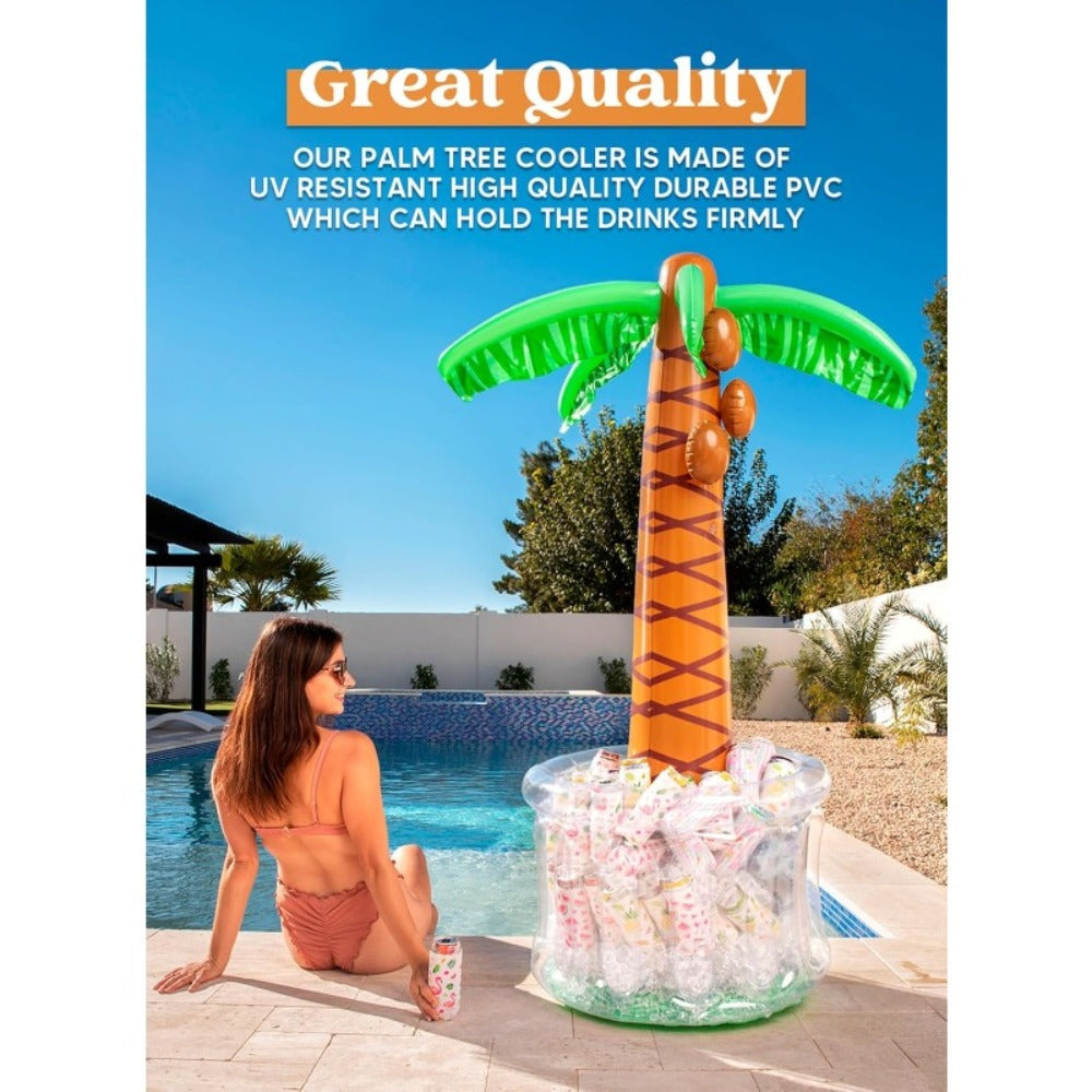 5FT Inflatable Palm Tree Drink Cooler, Tropical Beverage Ice Bucket for Luau Hawaiian Pool Party Decorations — image 1