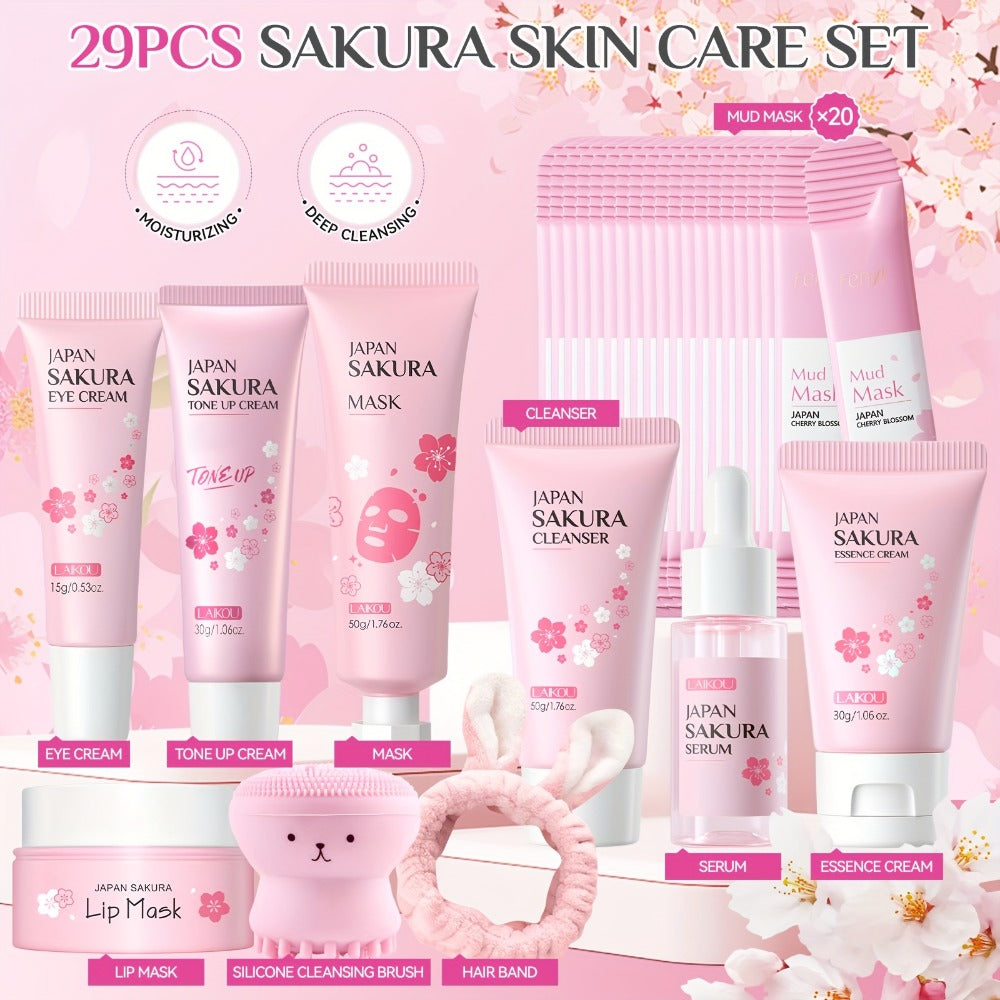 Sakura Skincare Gift Set with Mini and Full Routine Options, Pink Packaged Facial-Care Items and Accessories — image 3