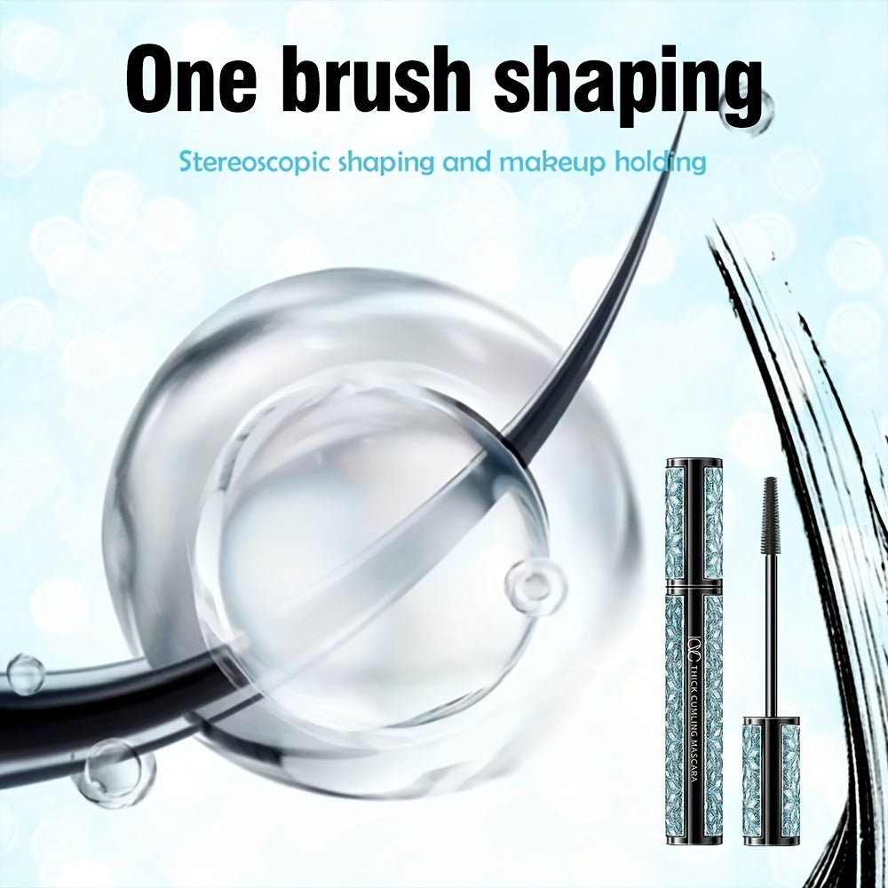 Black Mascara Three-Piece Set in Tall Silver Crystal-Pattern Tubes with Straight Black Bristle Wands — image 9