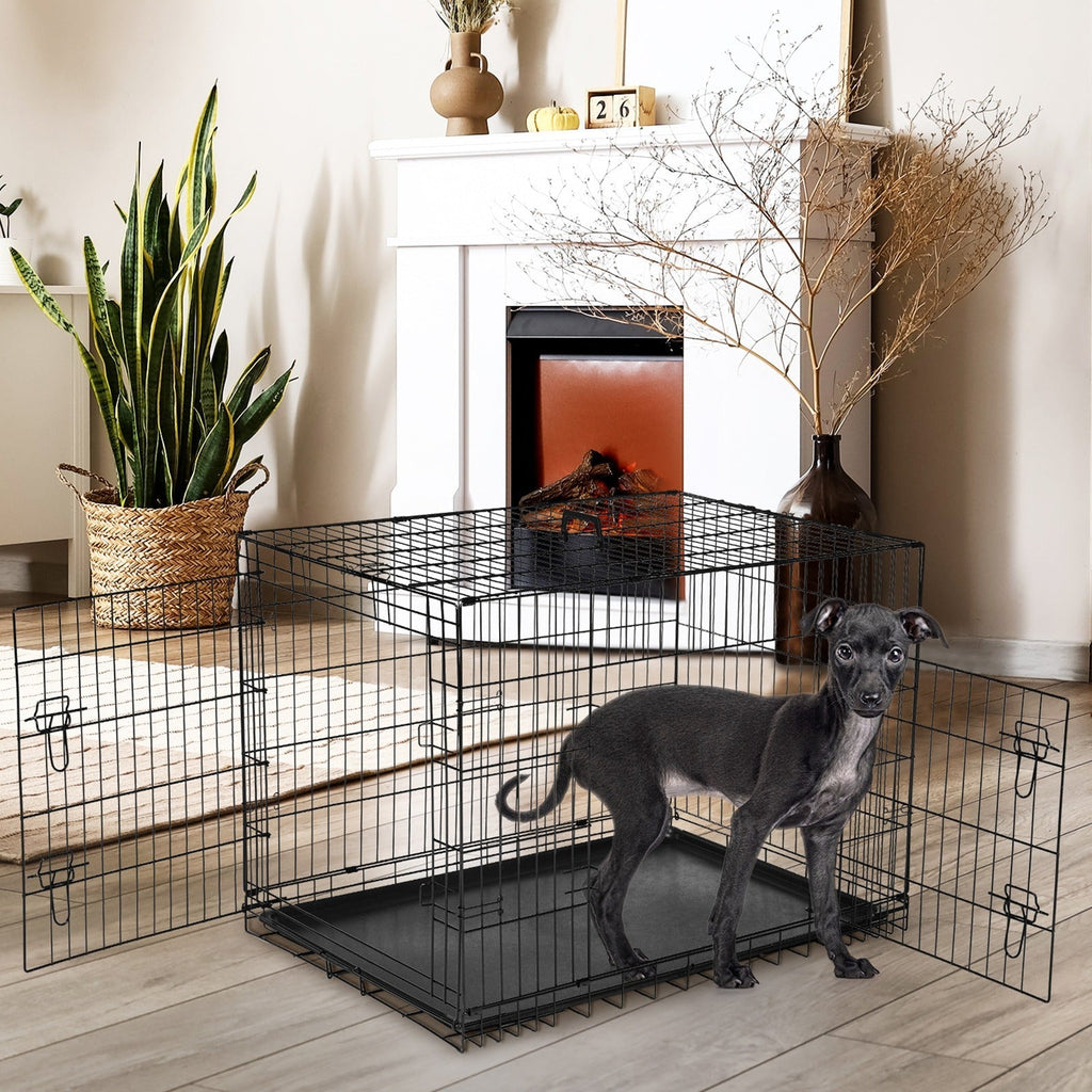 Folding Wire Dog Crate in 24, 30 or 36 Inches with Divider, Removable Tray and Door Options — image 5