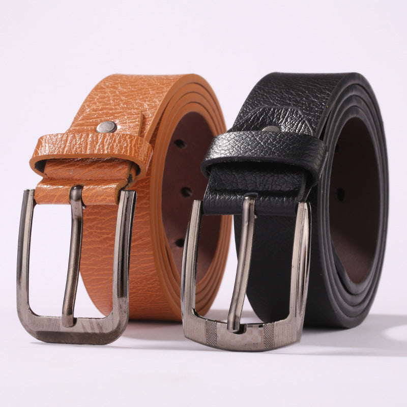 Mens Casual Leather Belt With A Pin Buckle For Pants