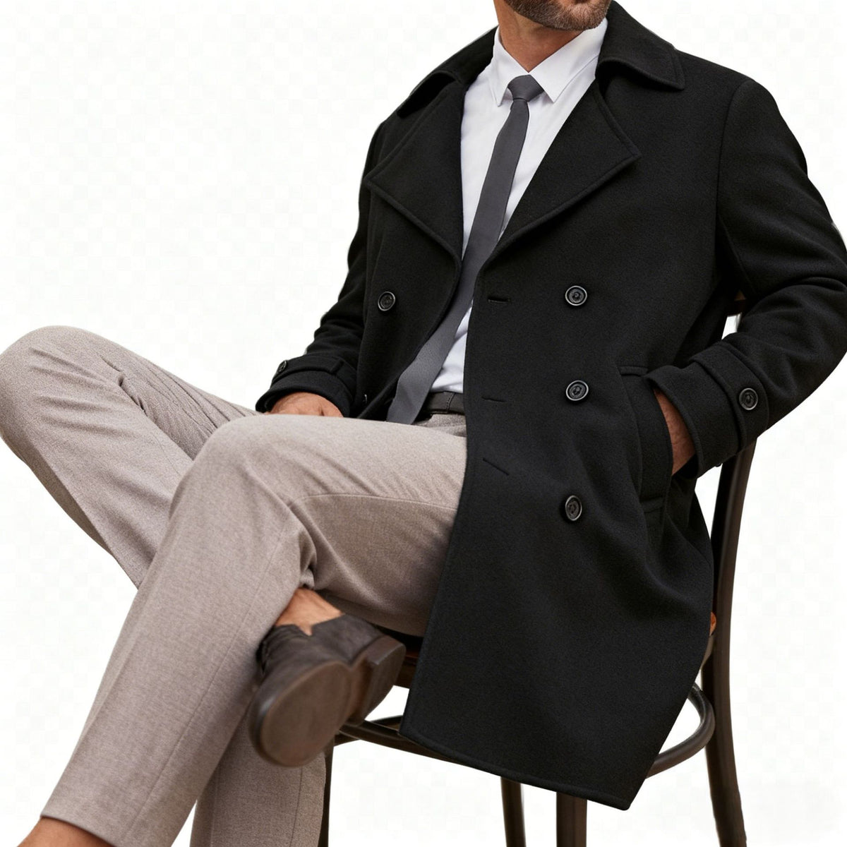 Cotton-padded Wool Coat Fashionable Lapel Wool Outerwear